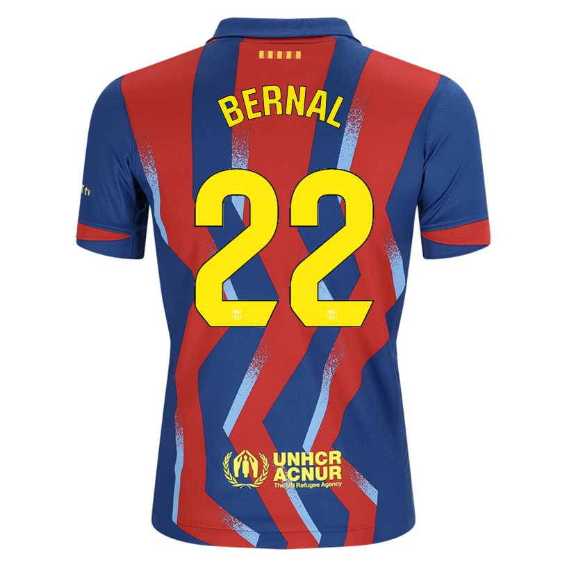 Nike Youth  Bernal FC Barcelona 4th Soccer Jersey 25/26 (Gym Blue/Salsa Red)