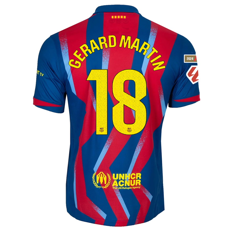 Nike Men's FC Barcelona Gerard Martin 4th Jersey 25/26 w/ La Liga Patches (Blue/Red/Yellow)