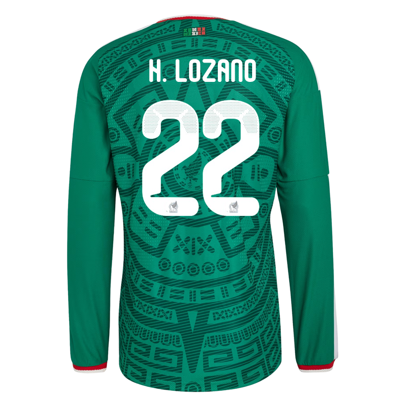 adidas Men's H. Lozano Mexico Long-Sleeve Authentic Home Jersey 2026 (Bold Green)