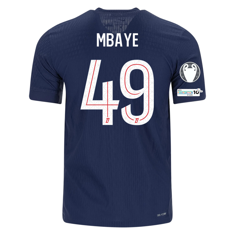 Nike Men's Mbaye Paris Saint-Germain Authentic Home Jersey 25/26 w/ Champions League Patches (Navy)