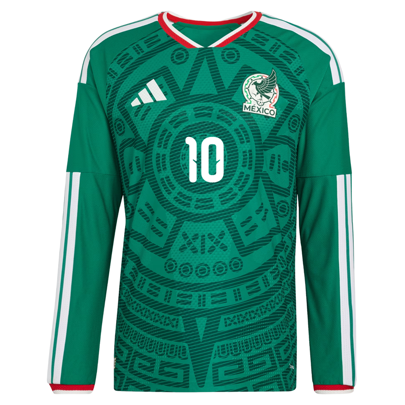 adidas Men's A. Vega Mexico Long-Sleeve Authentic Home Jersey 2026 (Bold Green)