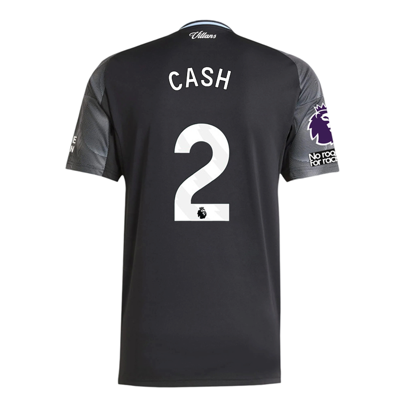 adidas Cash Men's Aston Villa 25/26 Away Jersey w/ EPL + NRFR Patches (Black/Global Blue)