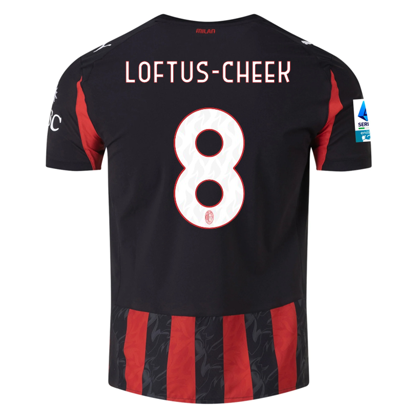 Puma Loftus-Cheek Men's AC Milan Authentic Home Jersey 25/26 w/ Seria A Patch (Red/Black)