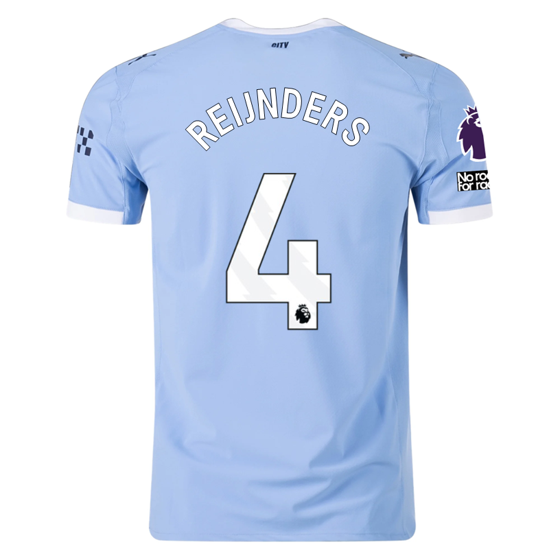 Puma Manchester City Authentic Reijnders Home Jersey w/ EPL + No Room For Racism Patches 25/26 (Team Light Blue/White)
