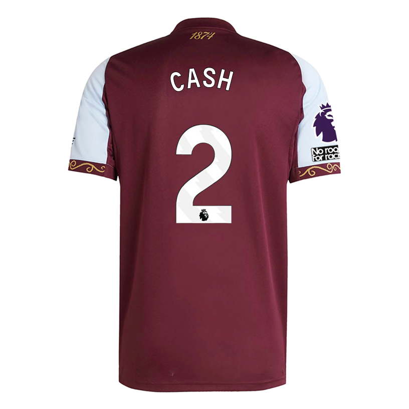 adidas Cash Men's Aston Villa Home Jersey 25/26 w/ NRFR + EPL Patches (Maroon/Blue)