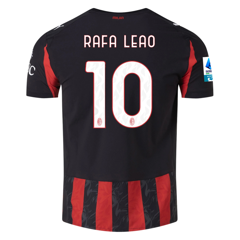 Puma Rafa Leao Men's AC Milan Authentic Home Jersey 25/26 w/ Seria A Patch (Red/Black)