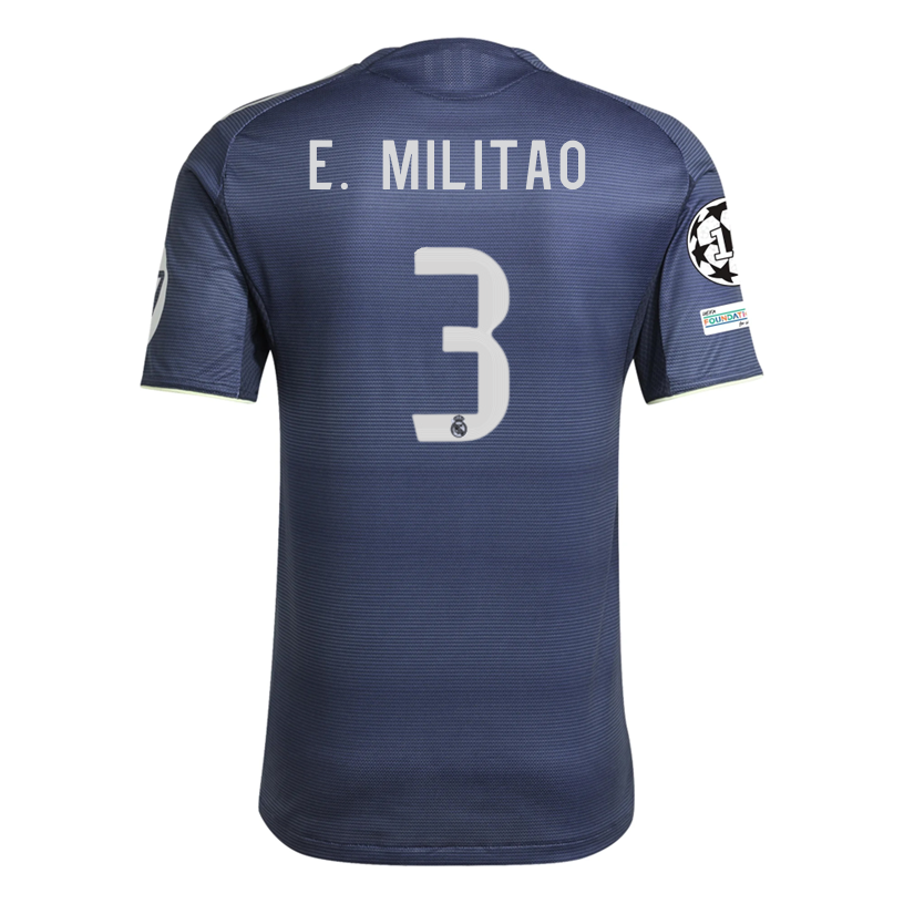 adidas Éder Gabriel Militão Real Madrid Authentic Away Jersey 25/26 w/ Champions League Patches (Legend Ink)