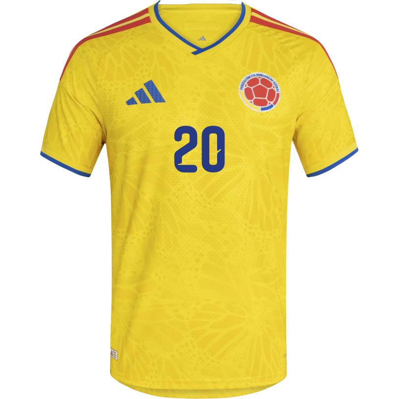 adidas Men's Quintero Colombia 2026 Authentic Home Jersey (Impact Yellow)