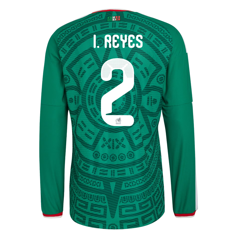 adidas Men's I. Reyes Mexico Long-Sleeve Authentic Home Jersey 2026 (Bold Green)
