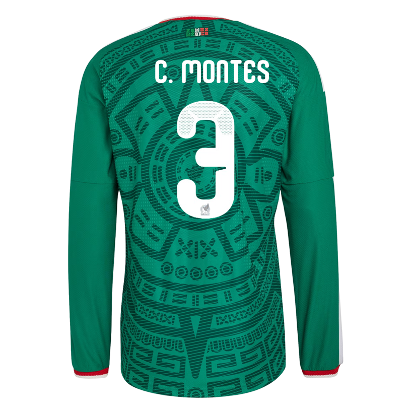 adidas Men's C. Montes  Mexico Long-Sleeve Authentic Home Jersey 2026 (Bold Green)