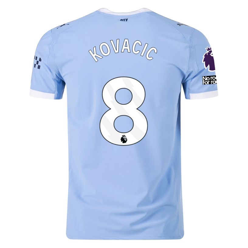Puma Manchester City Authentic Kovacic Home Jersey w/ EPL + No Room For Racism Patches 25/26 (Team Light Blue/White)