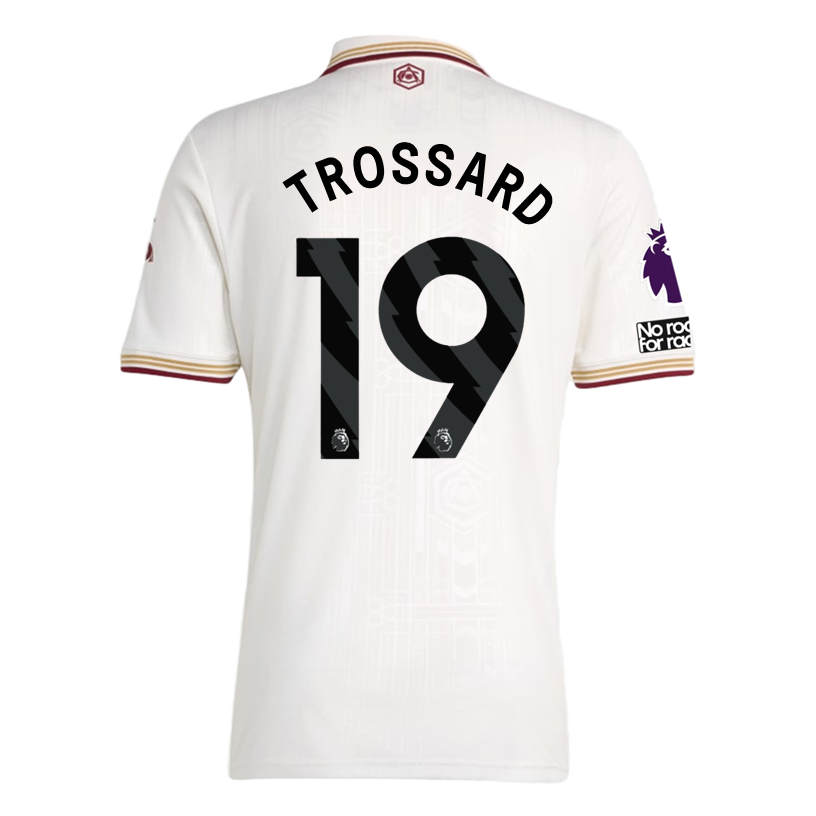 adidas Trossard Men's Arsenal FC Third Jersey 25/26 w/ NRFR + EPL Patches (White/Burgundy)