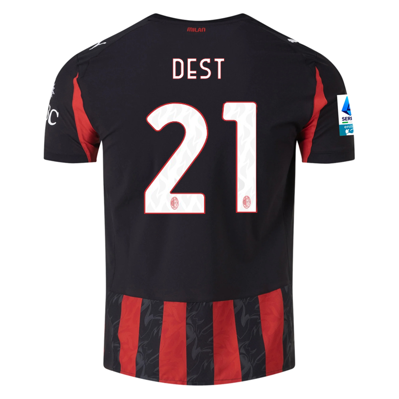 Puma Dest Men's AC Milan Authentic Home Jersey 25/26 w/ Seria A Patch (Red/Black)