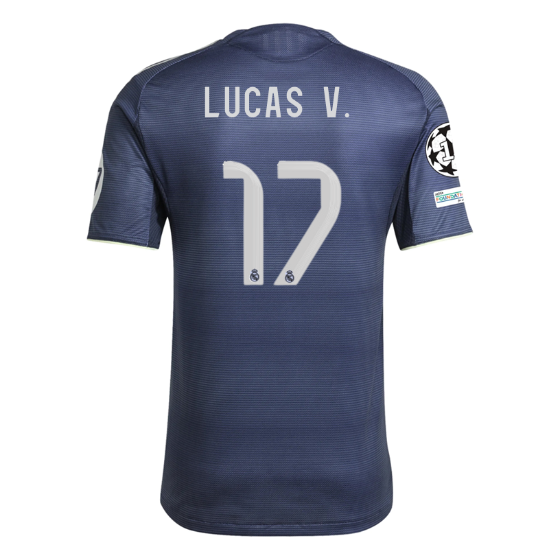 adidas Lucas Vázquez Iglesias Real Madrid Authentic Away Jersey 25/26 w/ Champions League Patches (Legend Ink)