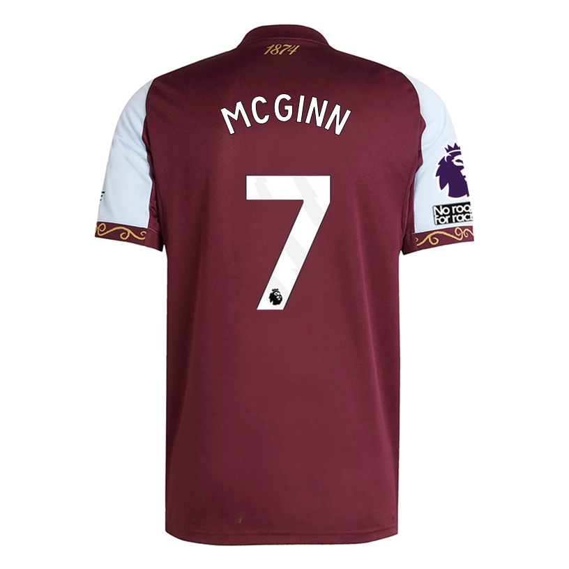 adidas Mcginn Men's Aston Villa Home Jersey 25/26 w/ NRFR + EPL Patches (Maroon/Blue)