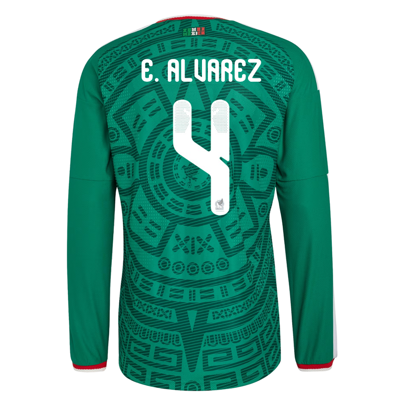 adidas Men's E. Alvarez   Mexico Long-Sleeve Authentic Home Jersey 2026 (Bold Green)