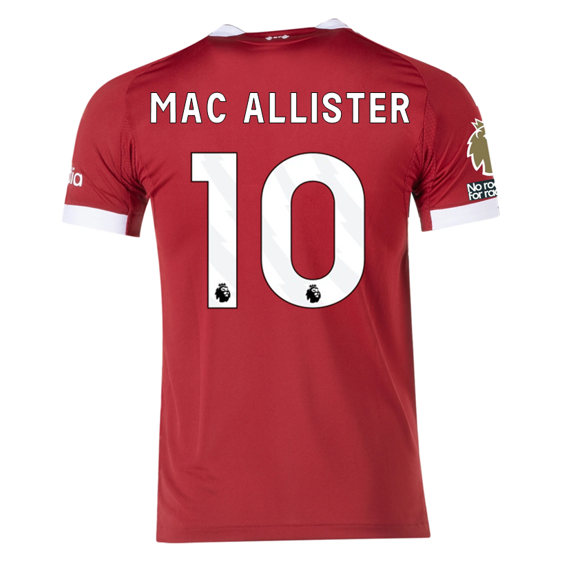 adidas Men's Liverpool FC Authentic Mac Allister Home Jersey 25/26 w/ EPL + NRFR Patches (Strawberry Red)