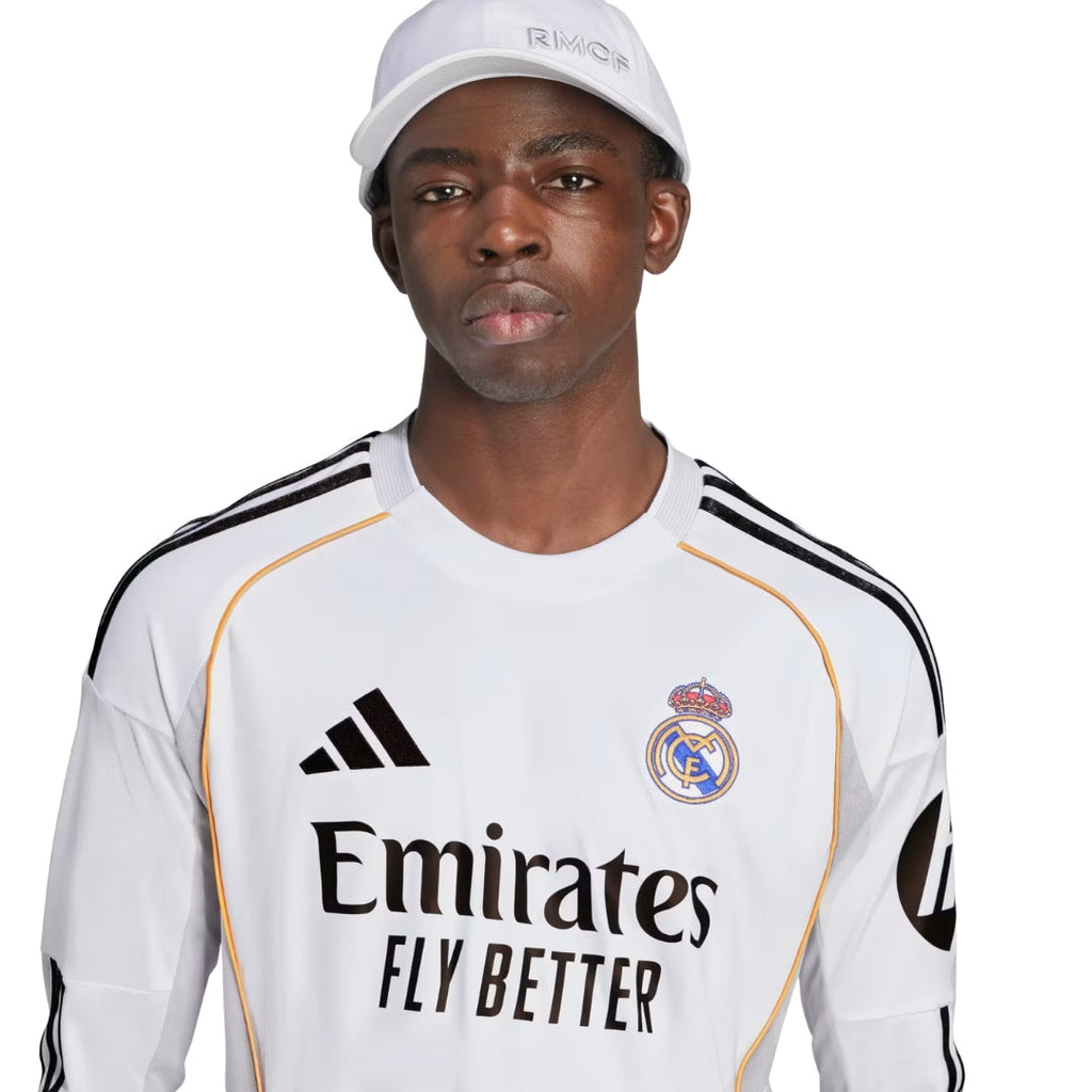 adidas Real Madrid Alaba Long Sleeve Home Jersey w/ Intercontinental + Champions League Patches 25/26 (White)