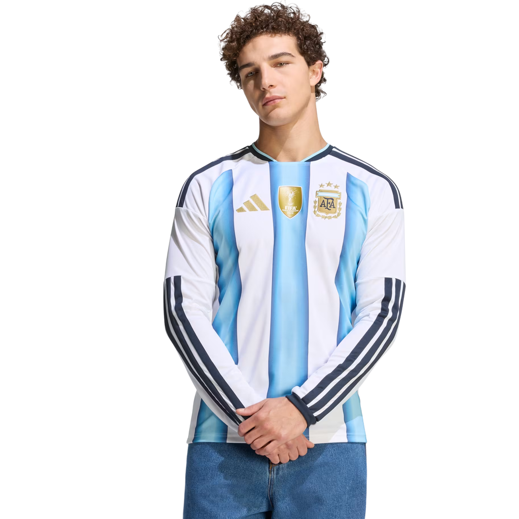 adidas Men's Argentina Long Sleeve Home Jersey 2026 (White/Icey Blue/Light Blue)