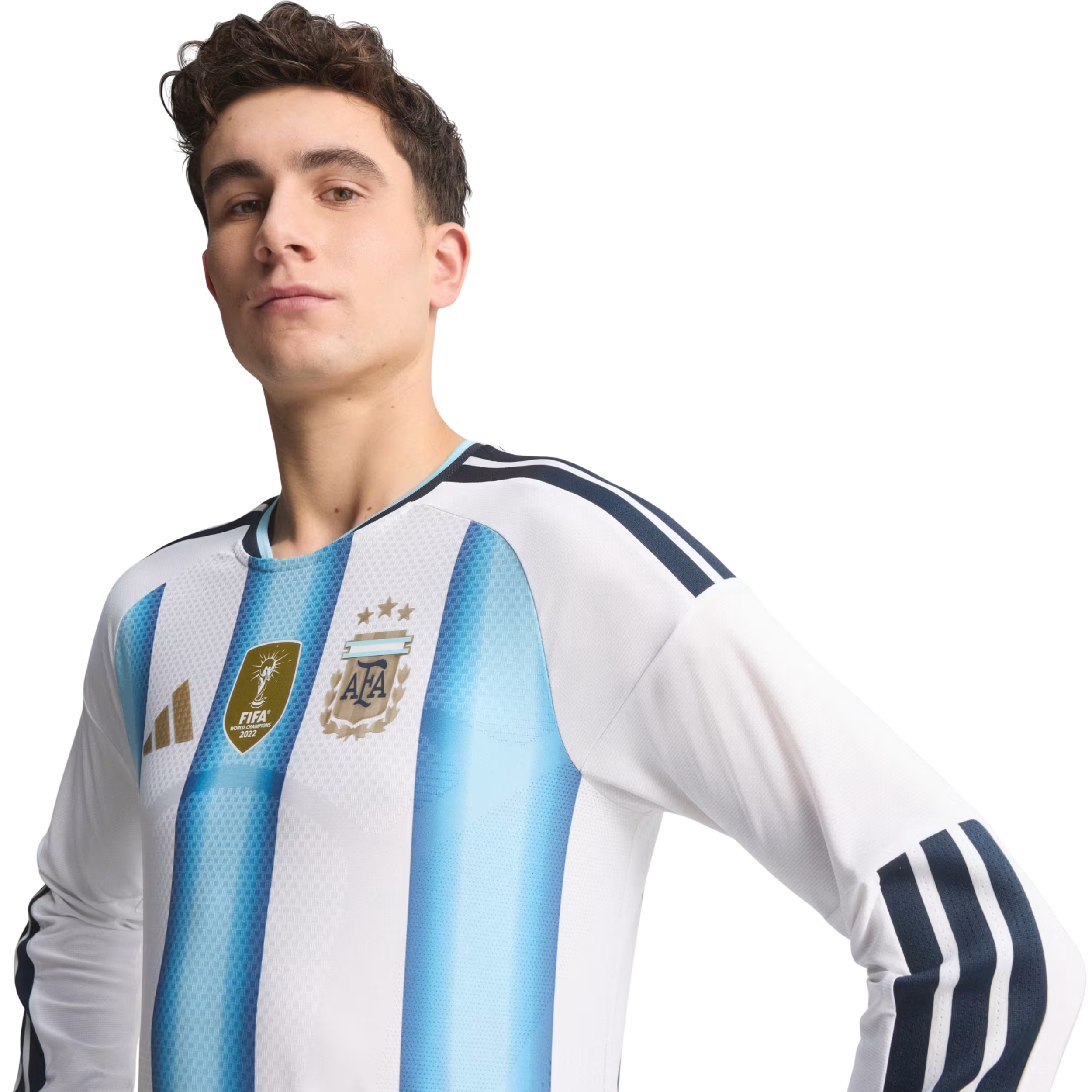 adidas Men's Argentina Long Sleeve Authentic Home Long Sleeve Jersey 2026 (White/Icey Blue/Light Blue)