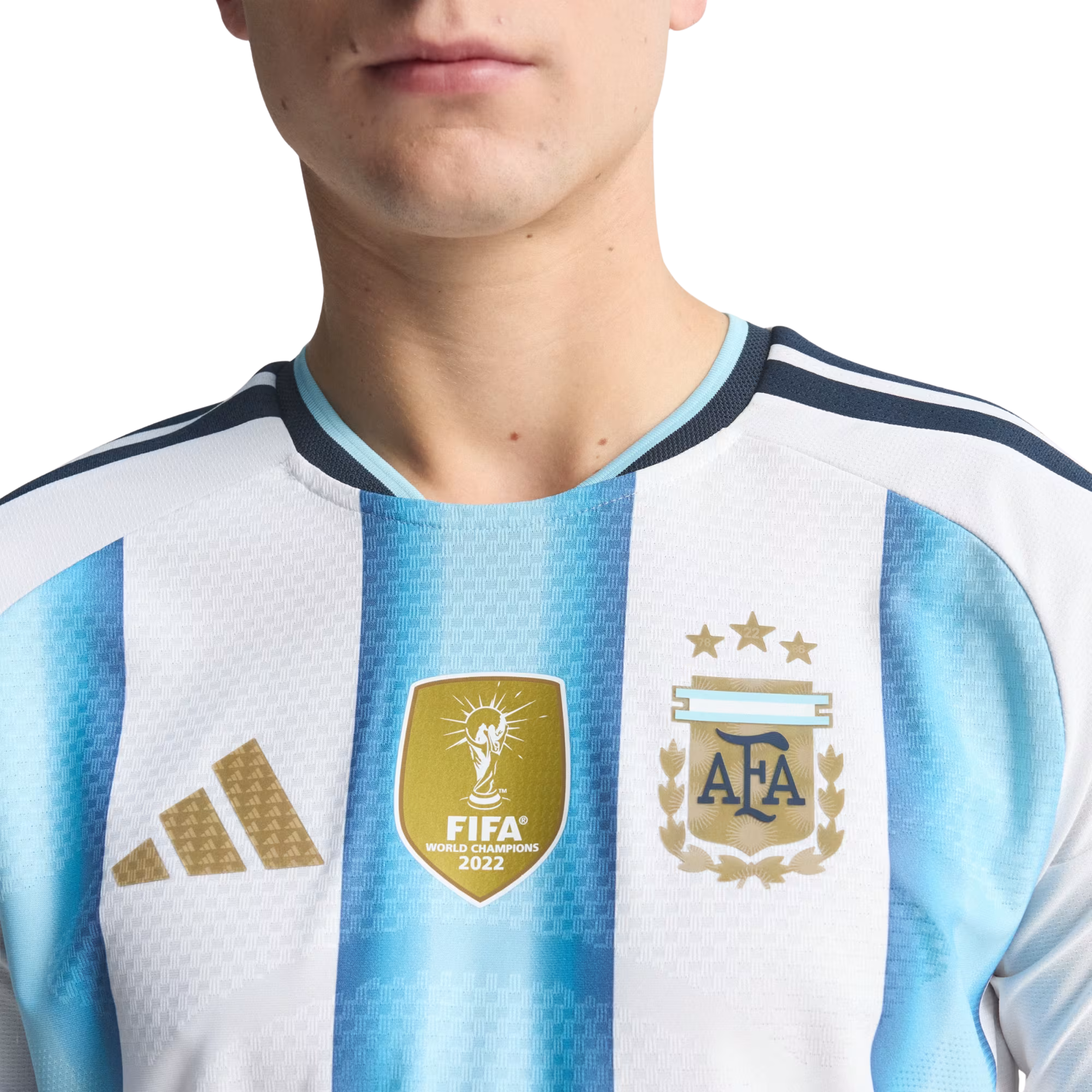 adidas Men's Argentina Long Sleeve Authentic Home Long Sleeve Jersey 2026 (White/Icey Blue/Light Blue)
