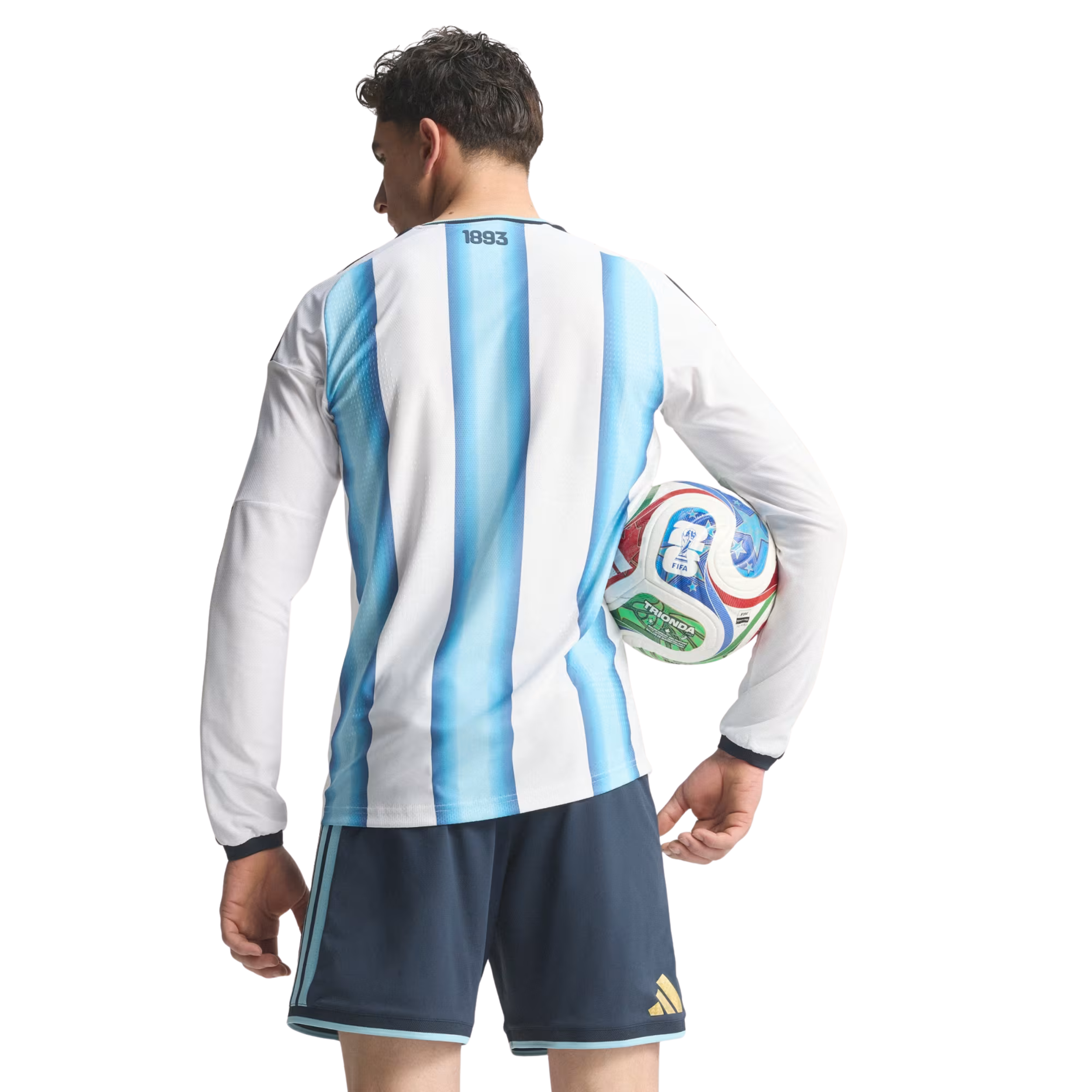 adidas Men's Argentina Long Sleeve Authentic Home Long Sleeve Jersey 2026 (White/Icey Blue/Light Blue)