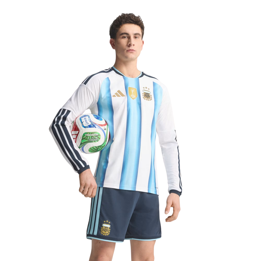 adidas Men's Argentina Long Sleeve Authentic Home Long Sleeve Jersey 2026 (White/Icey Blue/Light Blue)