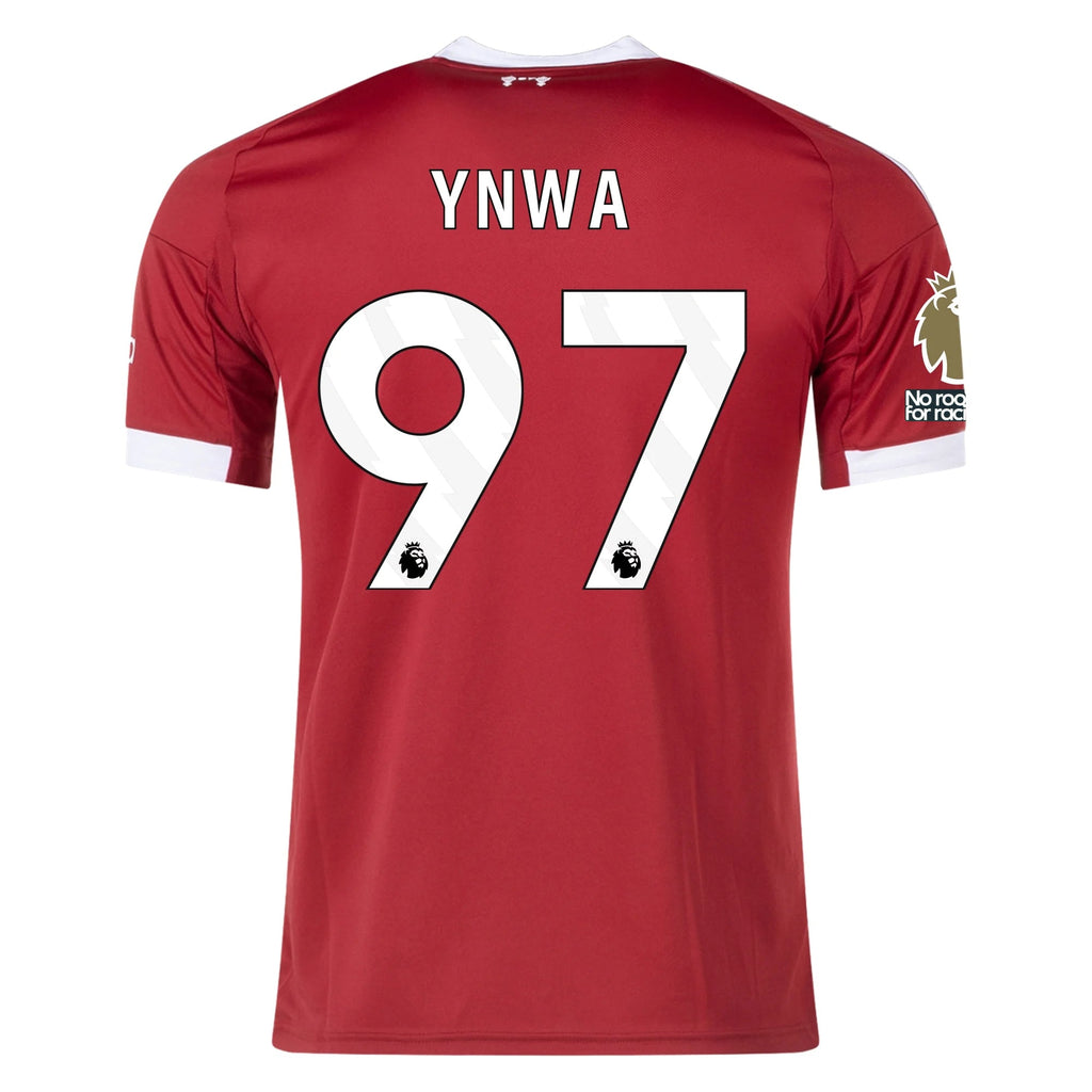 adidas YNWA "You'll Never Walk Alone" Men's Liverpool Home Jersey 25/26 w/ NRFR + EPL Champions Patch (Strawberry Red)