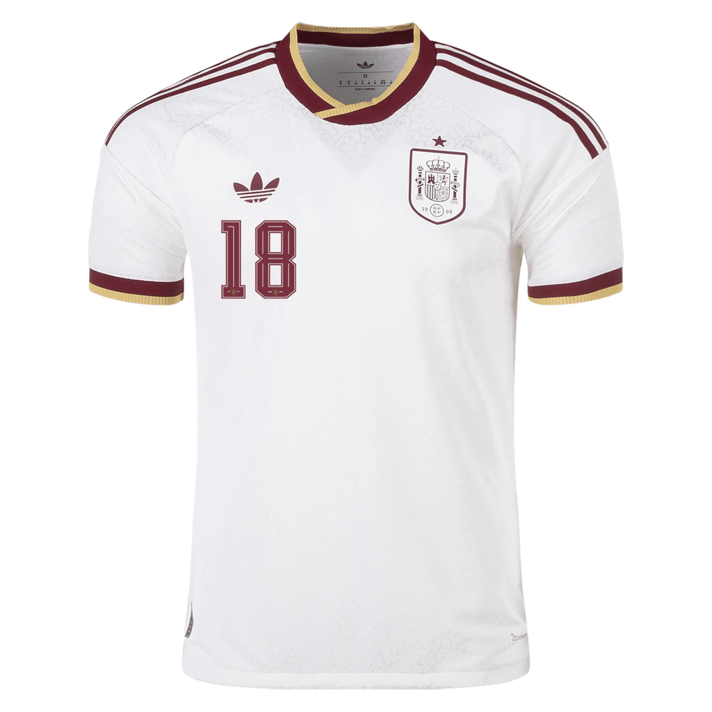 adidas Men's Spain Authentic Martín Zubimendi Away Jersey 2026 (White)
