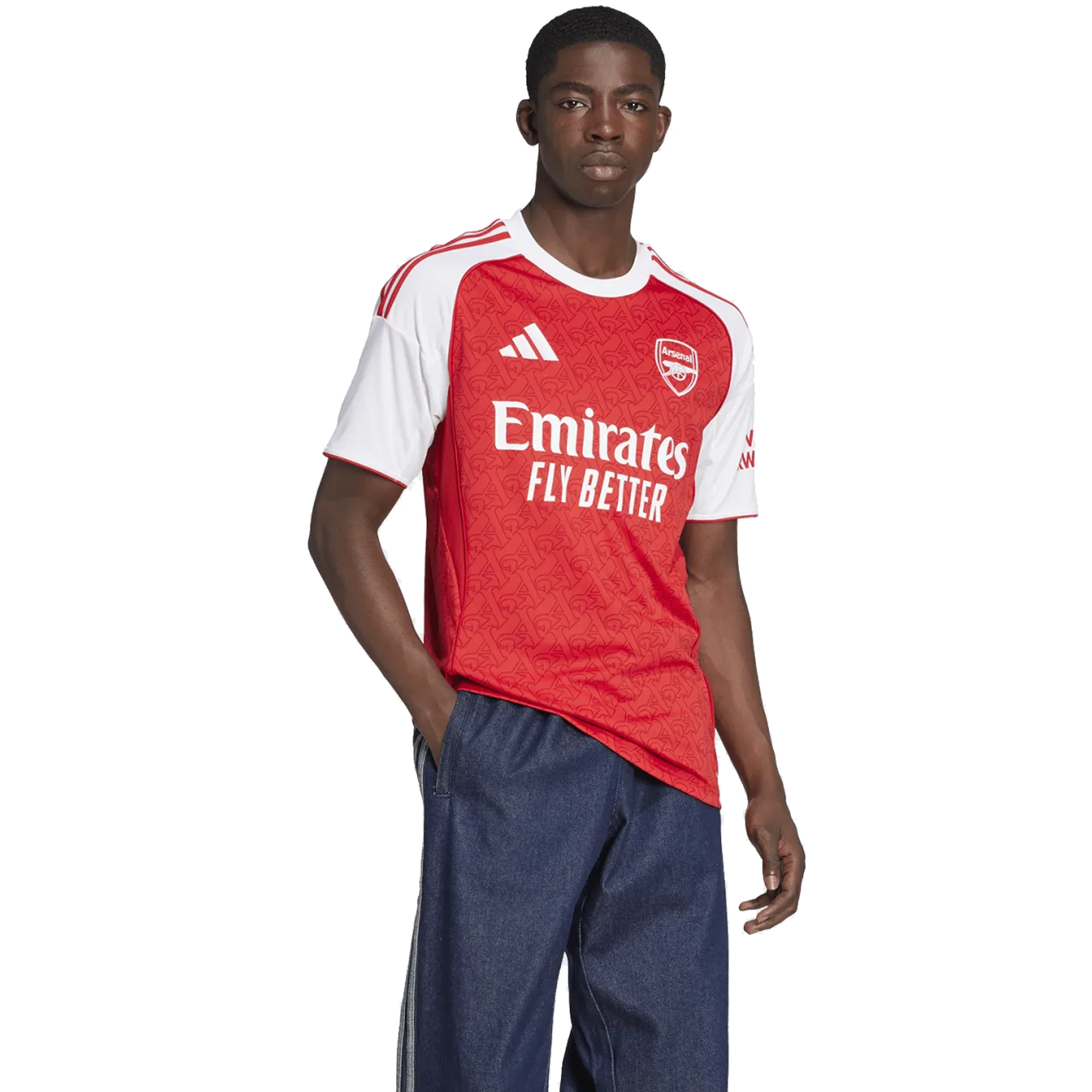 adidas Arsenal Home Jersey w/ EPL + No Room For Racism Patches 25/26 (Better Scarlet/White)