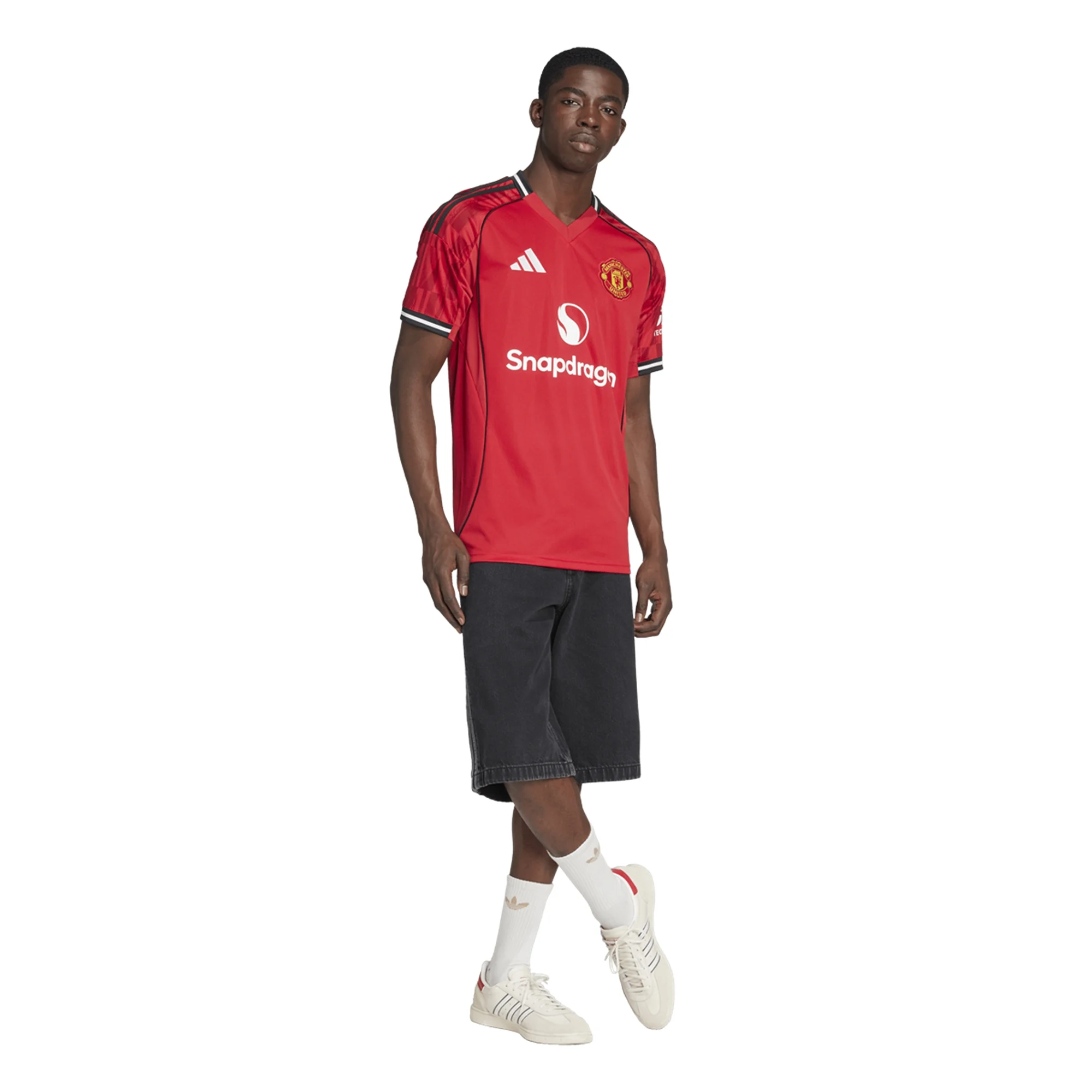 adidas Cunha Men's Manchester United Home Jersey 25/26 w/ EPL + NRFR Patches (Red)