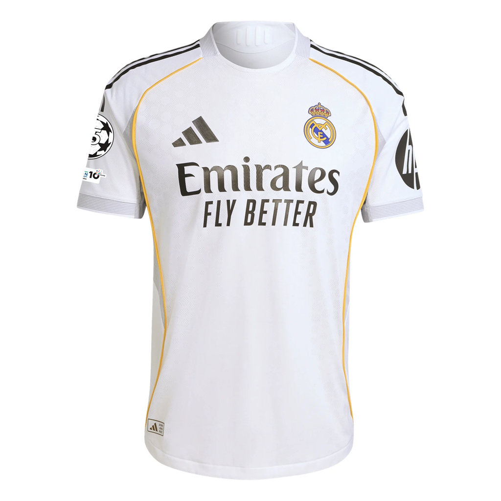 adidas Vini Jr. Real Madrid Authentic Home Jersey 25/26 w/ Champions League Patches (White)