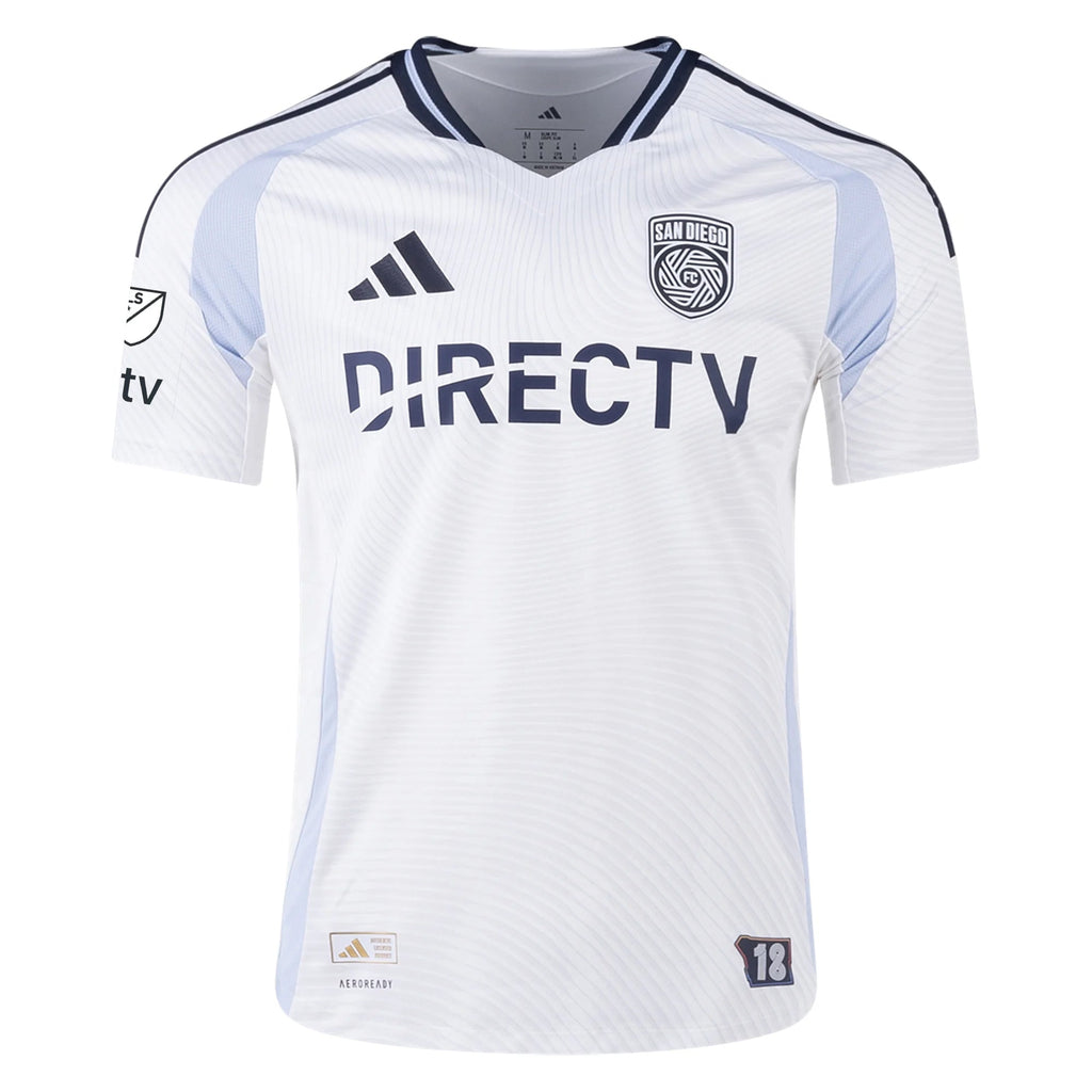 adidas San Diego FC Authentic Manu Duah Away Jersey 25/26 w/ MLS & Apple Patch (White)