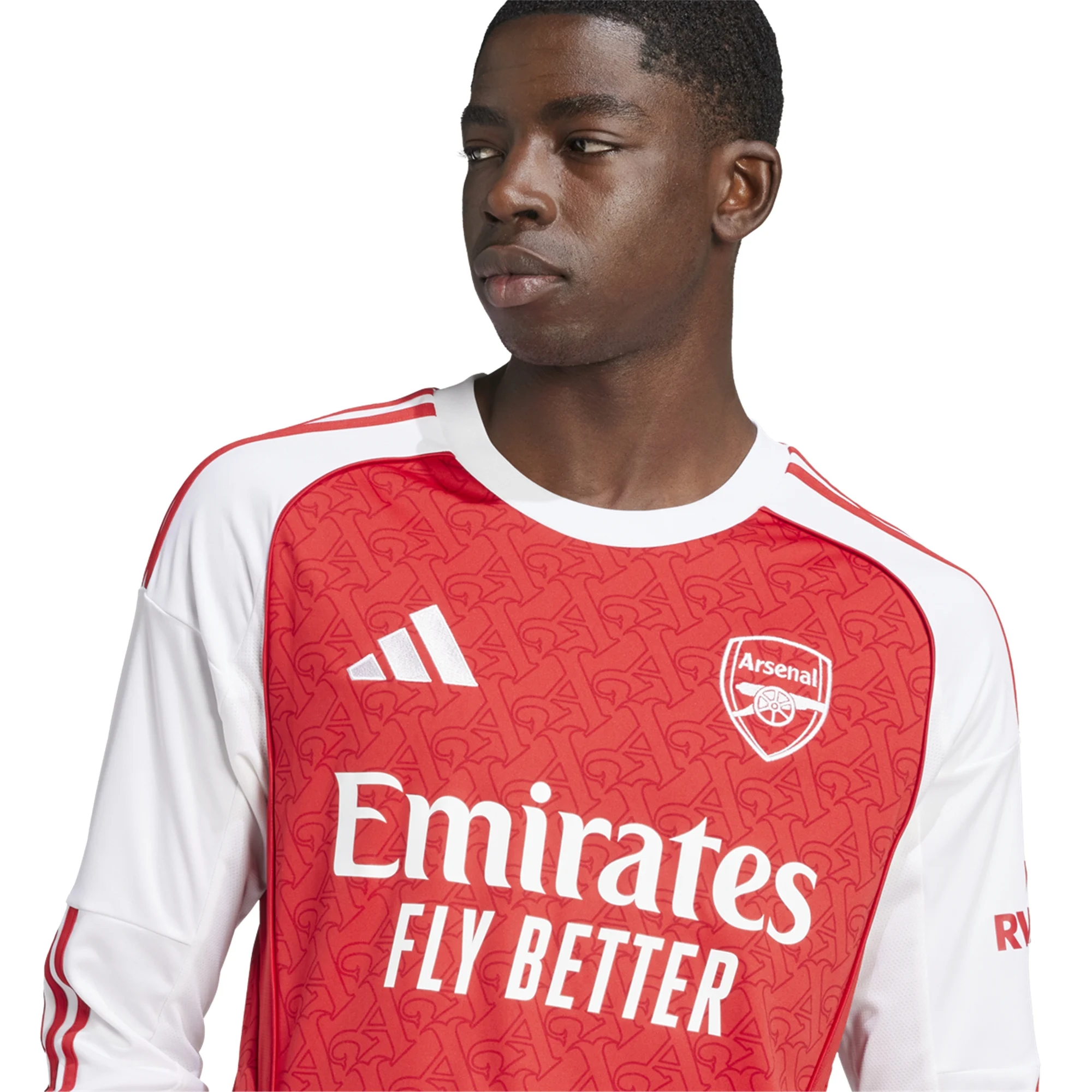 adidas Arsenal Long Sleeve Home Jersey w/ EPL + No Room For Racism Patches 25/26 (Better Scarlet/White)