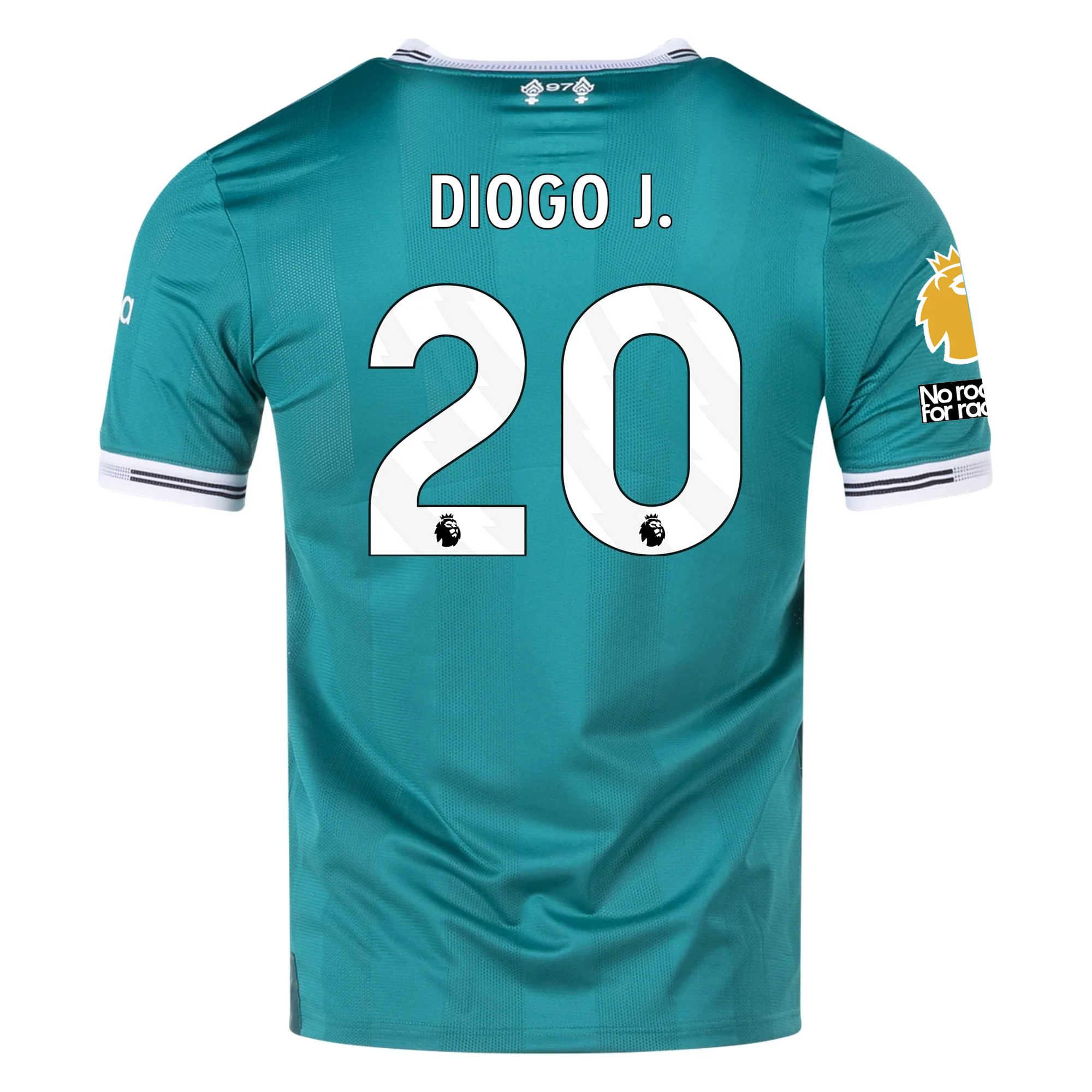 adidas Liverpool FC Authentic Diogo J. Third Jersey w/ EPL + No Room For Racism Patches 25/26 (Sea Green)
