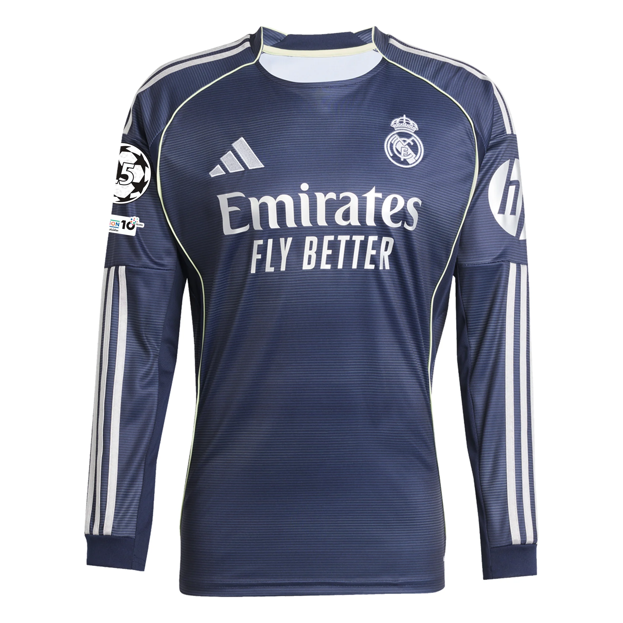 adidas Real Madrid F. Mendy Long Sleeve Away Jersey w/ Champions League Patches 25/26 (Legend Ink)