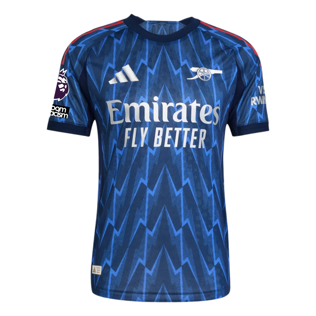 adidas Arsenal Authentic Declan Rice Away Jersey w/ EPL + No Room For Racism 25/26 (Indigo/Silver)