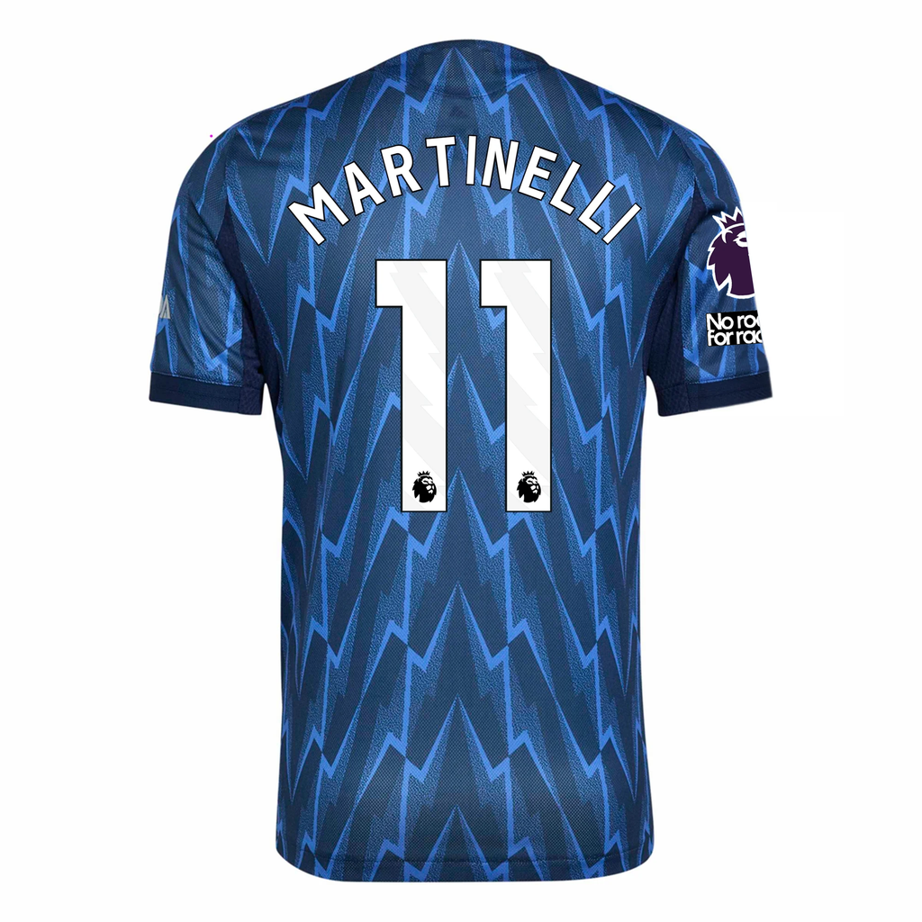 adidas Arsenal Authentic Gabriel Martinelli Away Jersey w/ EPL + No Room For Racism 25/26 (Indigo/Silver)