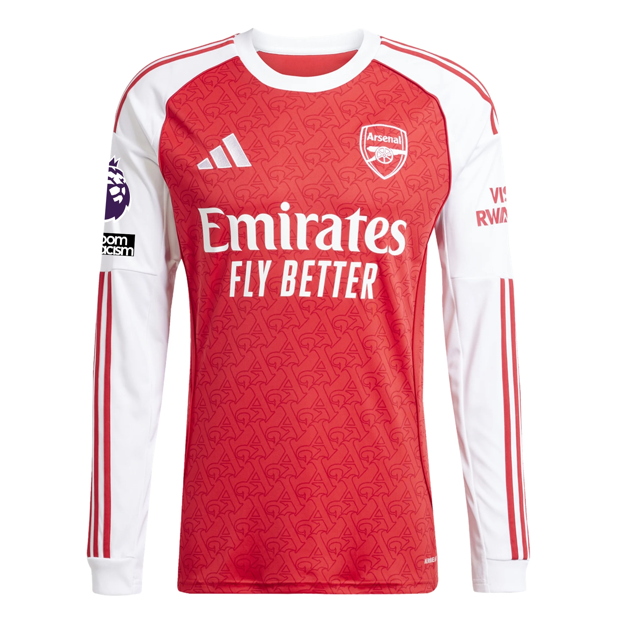 adidas Arsenal Eberechi Eze Long Sleeve Home Jersey w/ EPL + No Room For Racism Patches 25/26 (Better Scarlet/White)