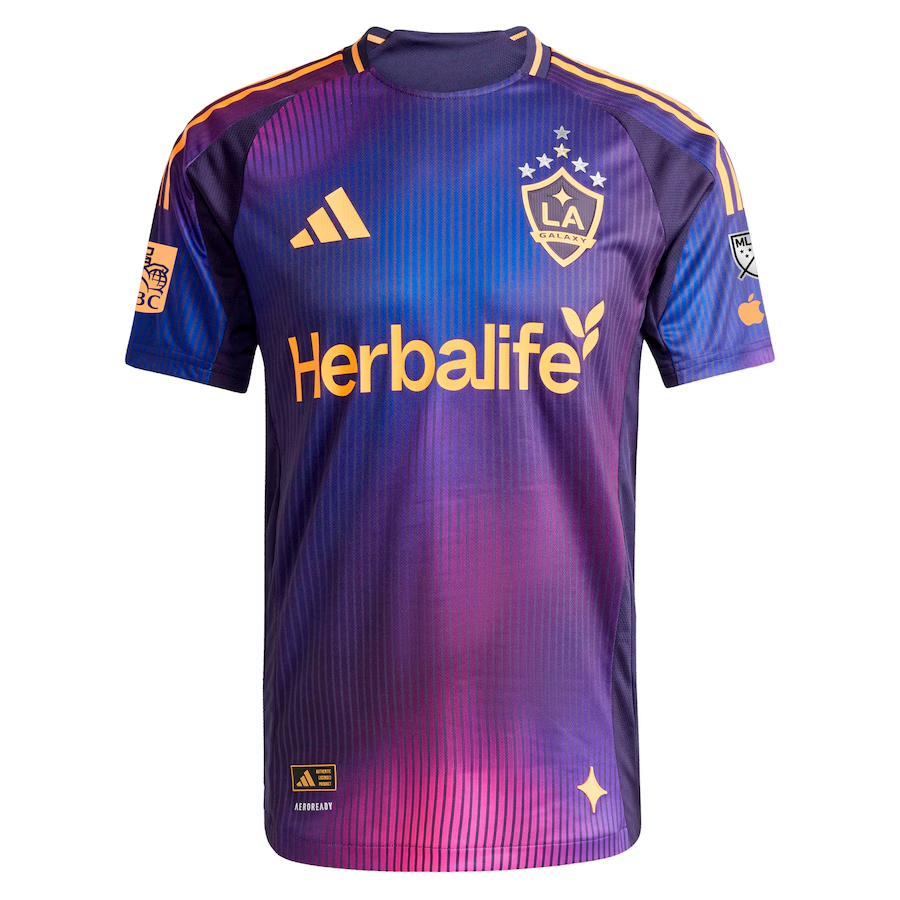 adidas Sean Davis LA Galaxy Authentic Away Jersey w/ MLS + Apple TV + RBC Sponsor 25/26 (Purple)