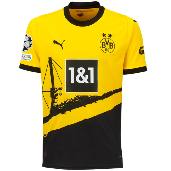 Puma Borussia Dortmund Youssoufa Moukoko Home Jersey w/ Champions League Patches 23/24 (Cyber Yellow/Puma Black)