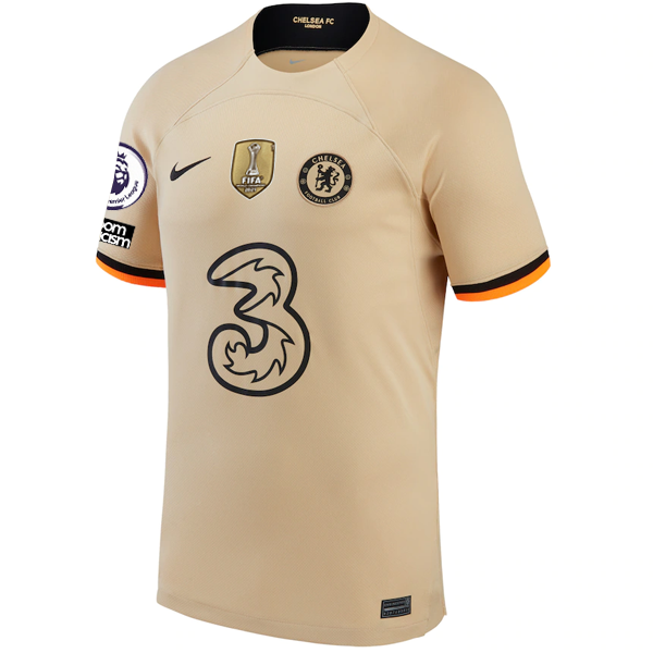 Nike Chelsea Cucurella Third Jersey w/ EPL + No Room For Racism + Club World Cup Patches 22/23 (Sesame/Black)