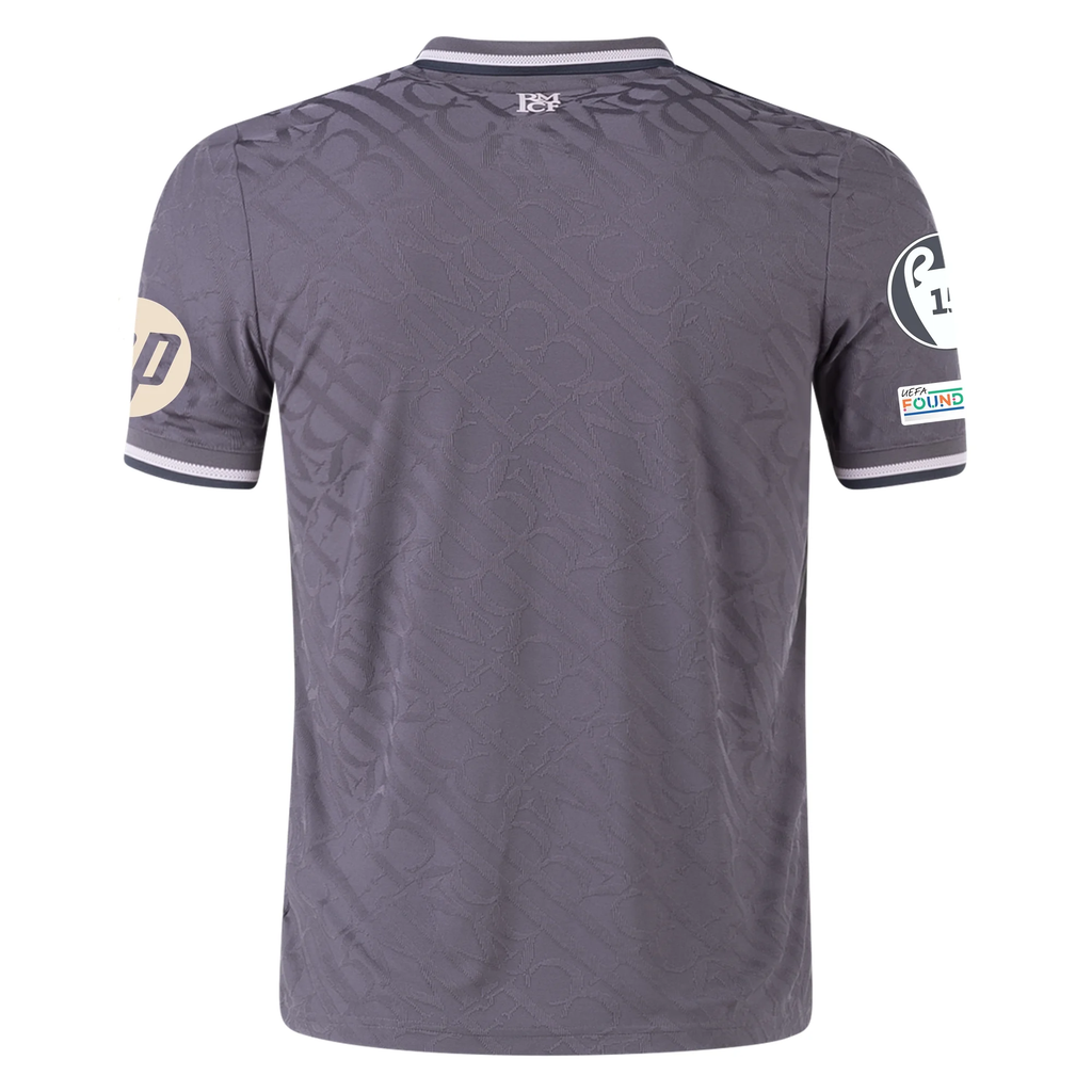 adidas Men's Real Madrid Authentic Third Jersey w/ Champions League Patches 24/25 (Charcoal)
