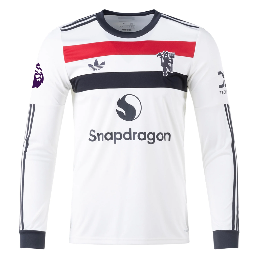 adidas Manchester United Kobbie Mainoo Third Long Sleeve Jersey w/ EPL Patch 24/25 (Off White)