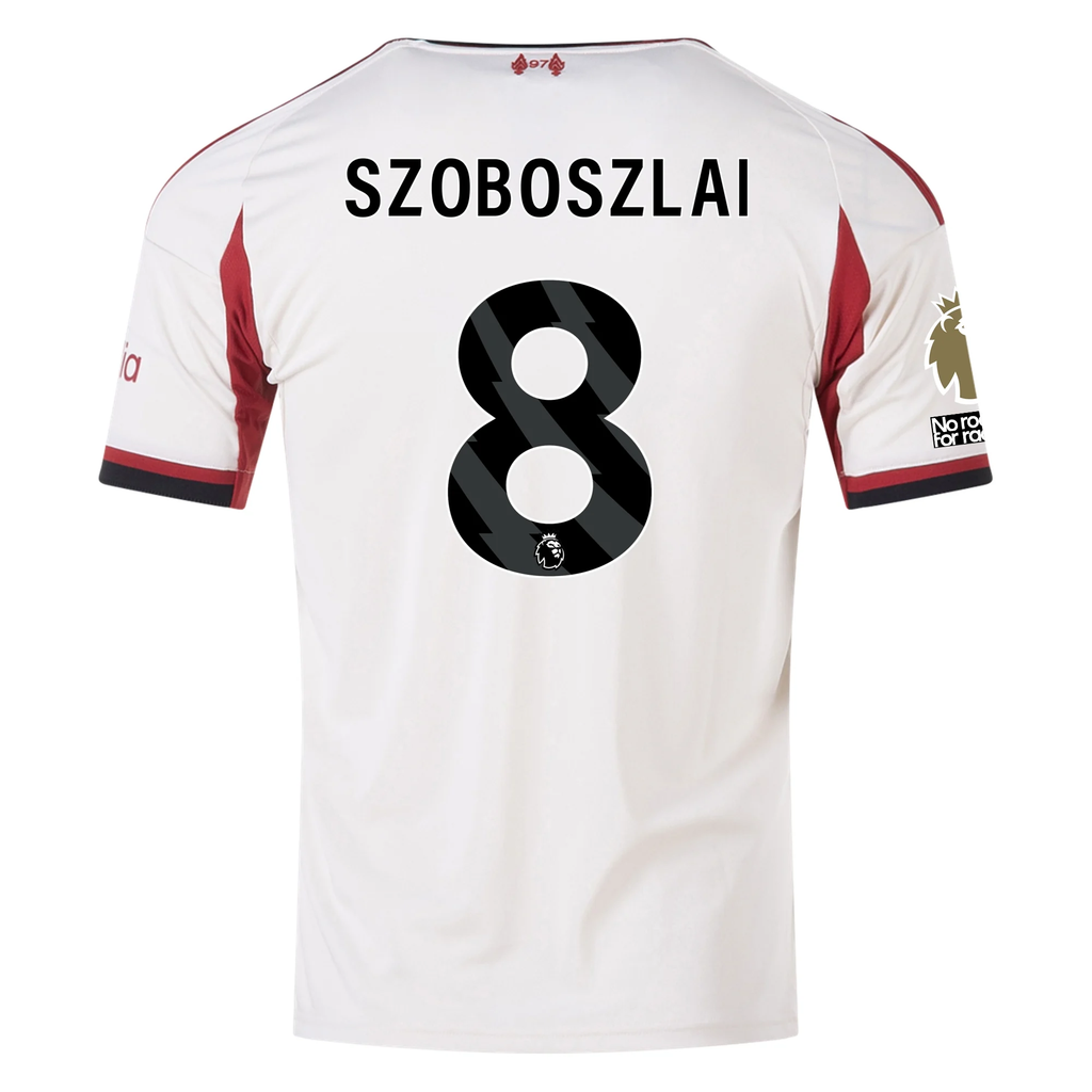 adidas Men's Liverpool Dominik Szoboszlai Away Jersey w/ EPL Champions Patch 25/26 (Wonder White)