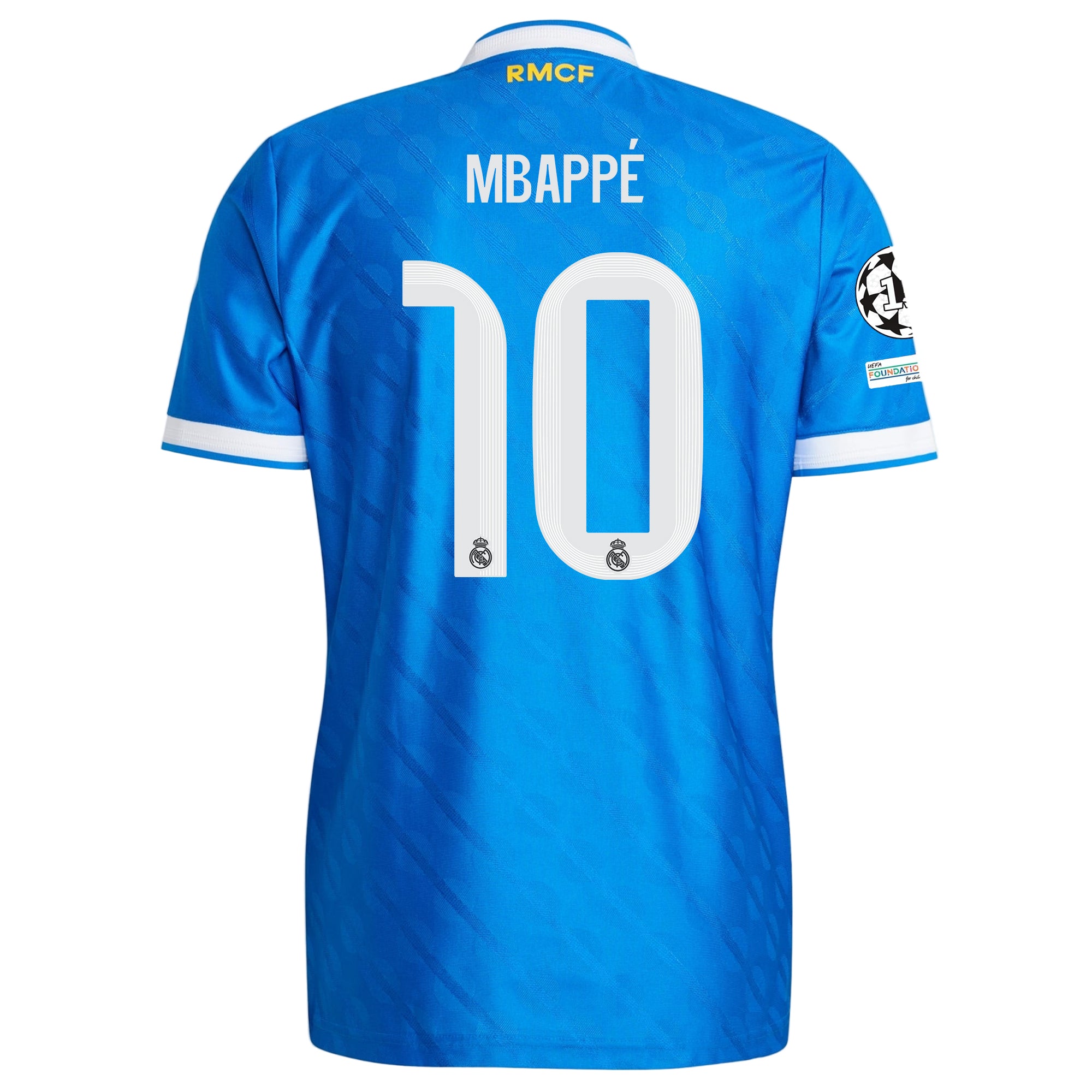 adidas Men's Mbappe Real Madrid 25/26 Authentic Third Jersey w/ Champions League Patches (Blue)