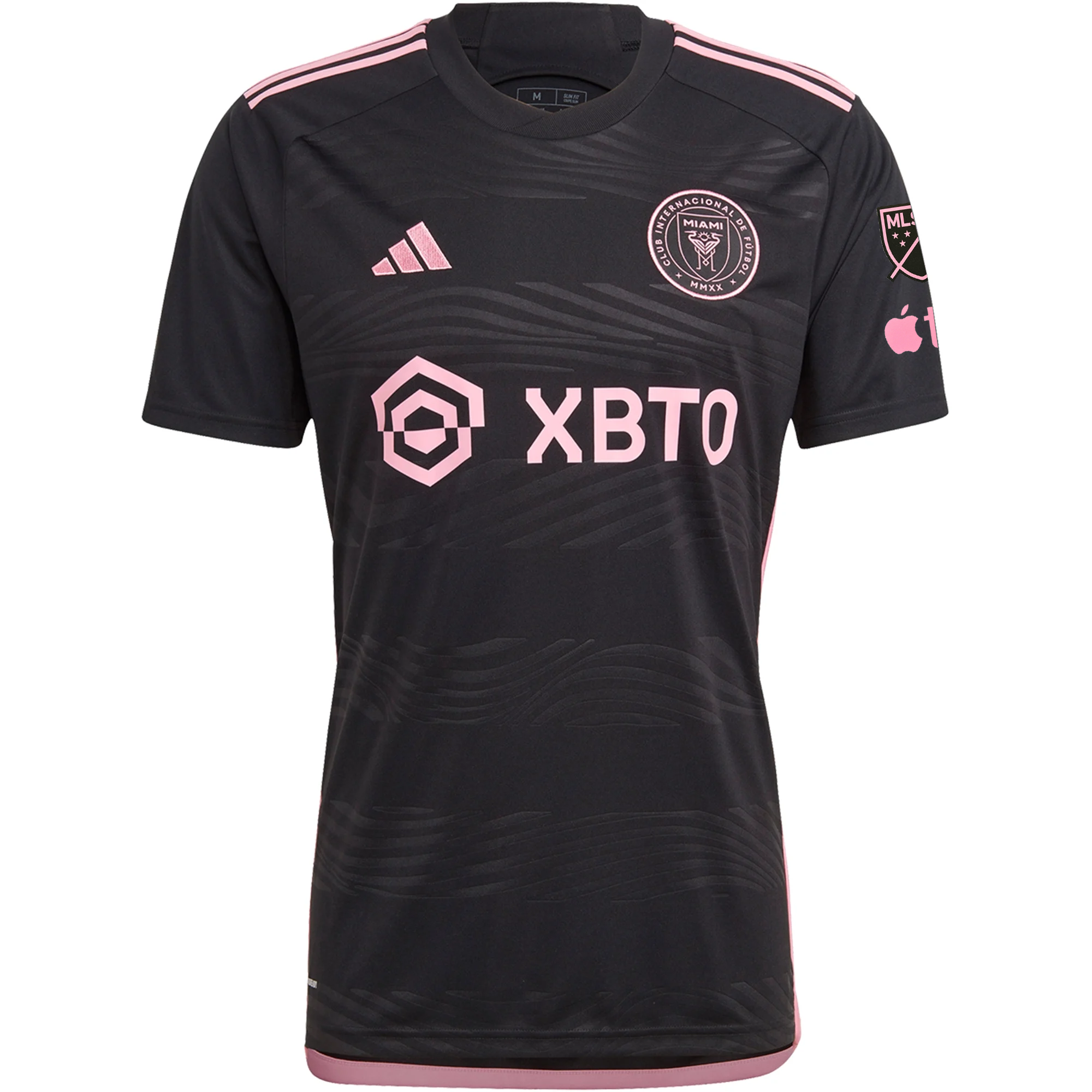 adidas Men's Inter Miami CF Lionel Messi Away Jersey W/ MLS + Apple TV Patches 23/24 (Black)