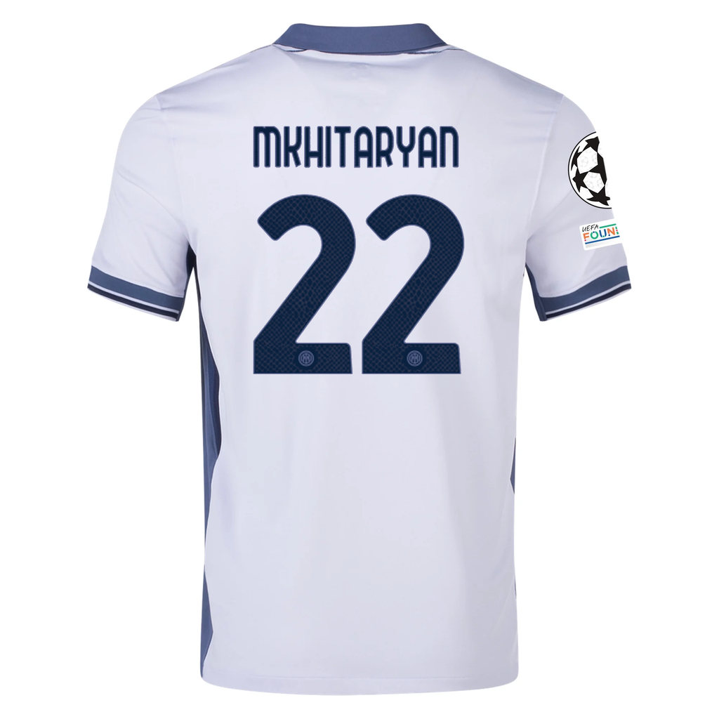 Nike Inter Milan Henrikh Mkhitaryan Away Jersey w/ Champions League + Scudetto Patch 24/25 (Summit White/Iris Whisper)
