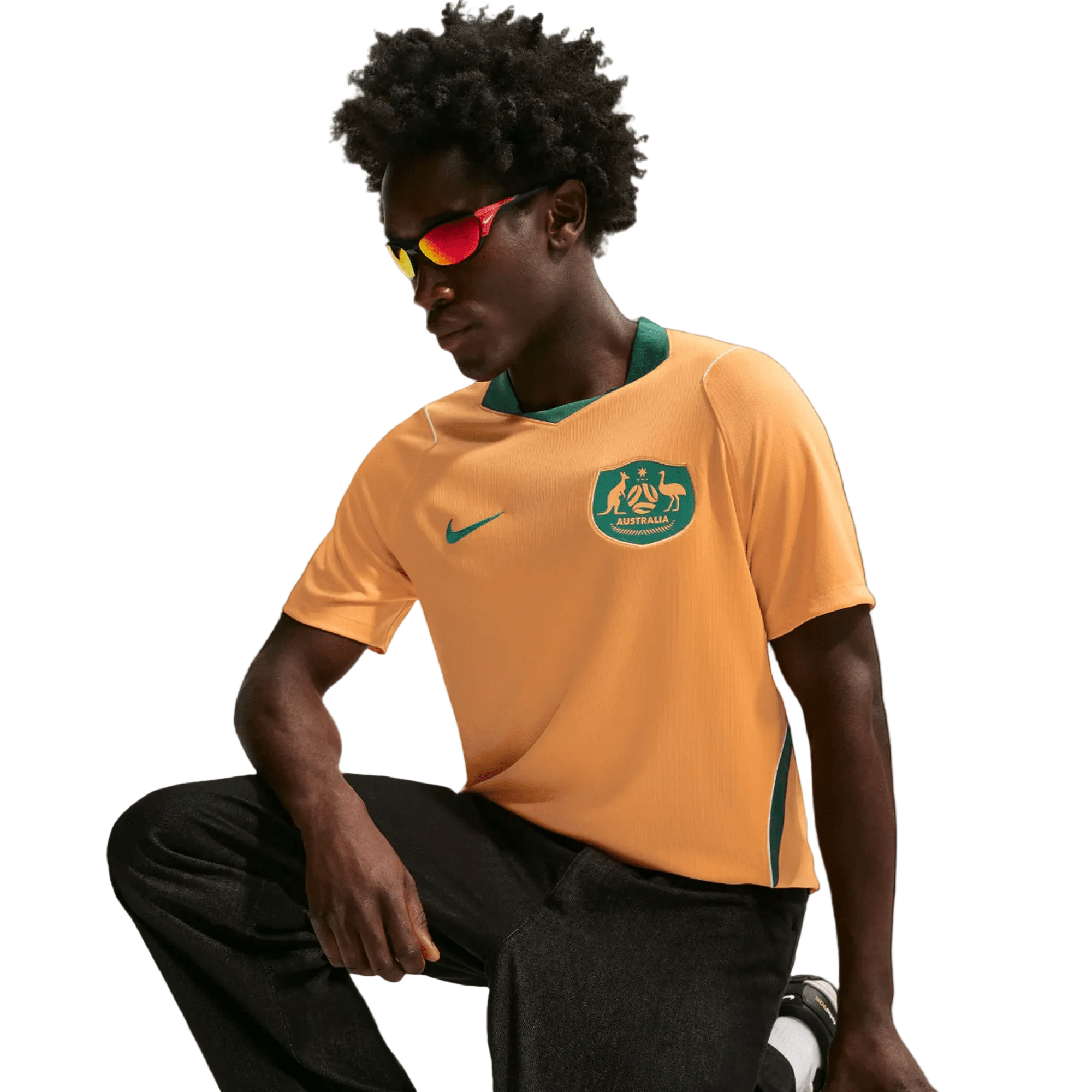 Nike Mens Australia Stadium Home Stadium Jersey 2026 (Gold/Mystic Green)