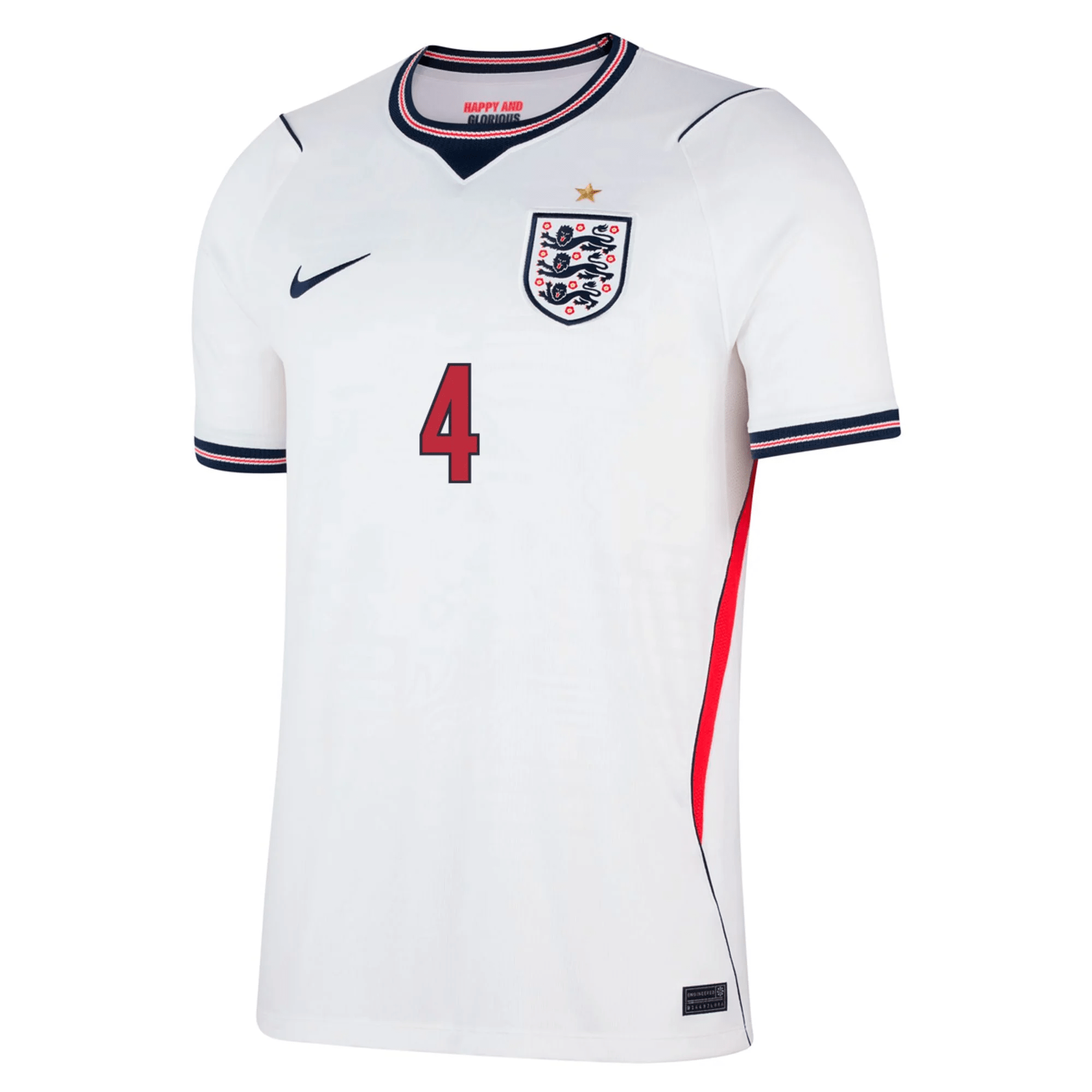 Nike Men's England Declan Rice Home Stadium Jersey 2026 (White/Obsidian)
